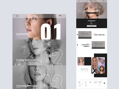 Hairstyling Education Studio black dark graphic design hairstyling interface minimal minimalist monochrome ui uiux ux website