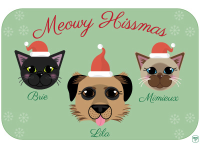 Meowy Hissmas card cat christmas dog holiday illustration illustrator meow