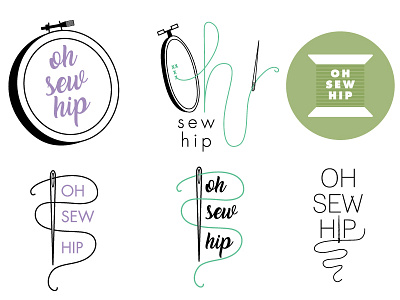 Oh Sew Hip Logos craft embroidery hoop illustrator logo design logos sew sewing