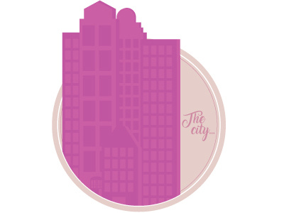 City buildings circles city fuchsia illustrator pink