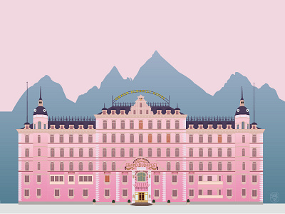 The Grand Budapest Hotel building film grand budapest hotel hotel illustration illustrator movies pink vector wes anderson