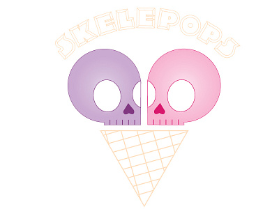 Skelepops cone ice cream ice cream cone pink purple skeleton skulls vector