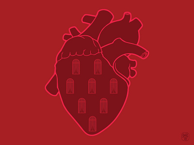 There's no room for you here anatomical heart heart heartbreak illustration illustrator love red windows