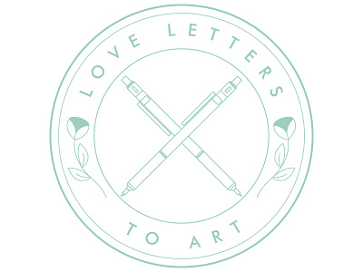Love Letters to Art Logo alvin draftmatic badge circle flowers illustration logo logo design teal
