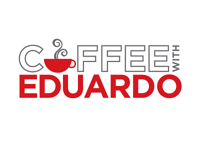 Coffee with Eduardo coffee illustration illustrator logo logo design red typography vector