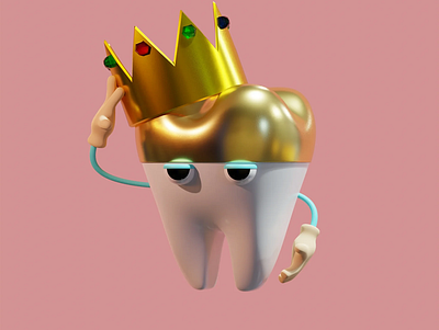 Crowned King 3d character design illustration