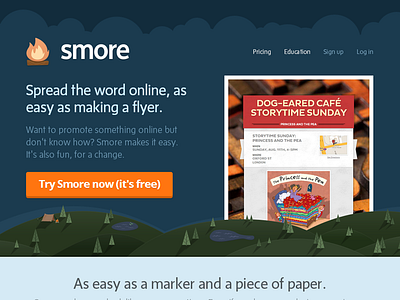Landing Page fire flat flyer flyers landing page smore