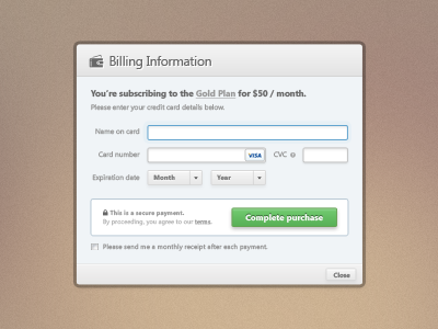 Payment Modal billing modal payment purchase