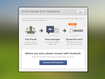 Invite Facebook friends modal