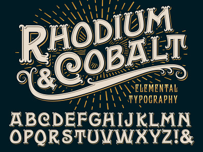 Rhodium & Cobalt Elemental Typography 1800s 19th century alphabet design illustration lettering logo ornate retro shadow type typeface typography victorian vintage