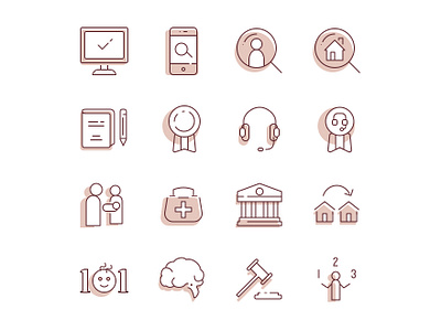 Angel's Foster Care Icons 101 award brain certification computer court family headset home icons monitor notebook phone pink search ui vector illustrations