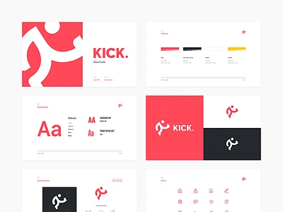 KICK Style Guide behance branding design style kick logo process slides style guide typography ui ui style uiux