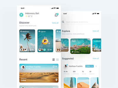 Travel Social Media app clean design interaction ios iphone travel ui ui style uiux ux