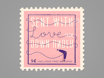 Sent With Love From Down Under illustration postcards stamps wedding