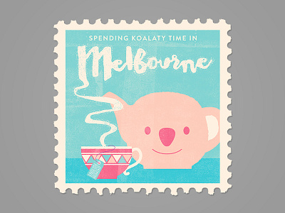 Koalaty Time illustration koala bear melbourne postcards stamps tea wedding