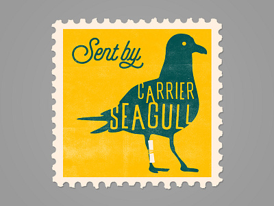 Sent By Carrier Seagull carrier illustration message pigeon postcards seagull stamps wedding