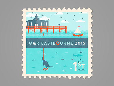 Eastbourne 2015 boat eastbourne fishing illustration kangaroo pier postcards seagulls stamps wedding