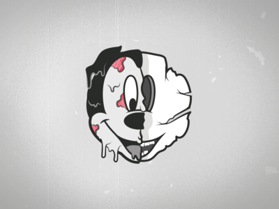 Macabre Mouse's Head cartoon drip flesh head illustration macabre mickey mouse skull vintage zombie