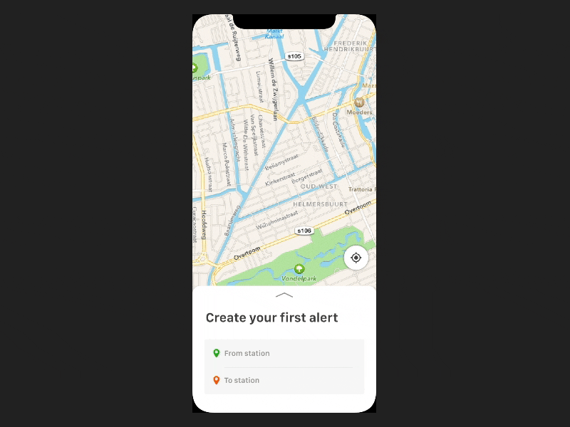 Transit app motion WIP alerts animation card ios11 maps preferences slide up transit transportation
