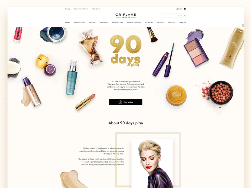 Oriflame - 90days plan beauty cosmetics landingpage oriflame