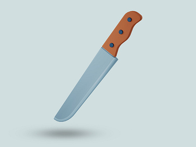 Minimalist 3d rendering knife icon
