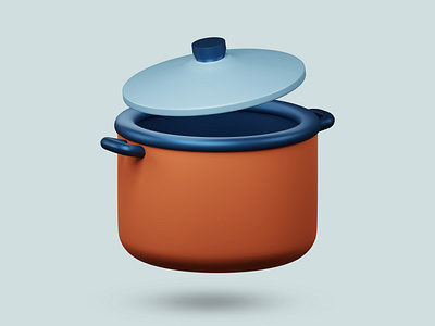 Minimalist 3d rendering cooking pot icon 3d clean cute graphic design modern pan pot ui
