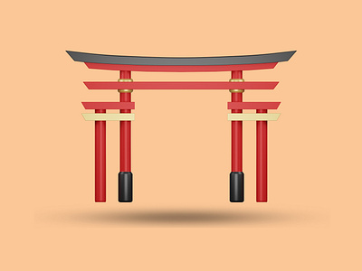 Minimalism 3d icon red gate chinese.