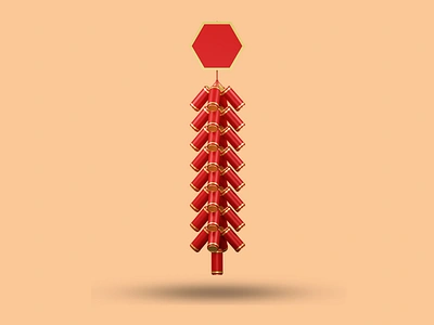 3D firecracker minimalism icon. 3d app chinese clean cute firecracker graphic design modern new year ui