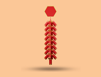 3D firecracker minimalism icon. 3d app chinese clean cute firecracker graphic design modern new year ui