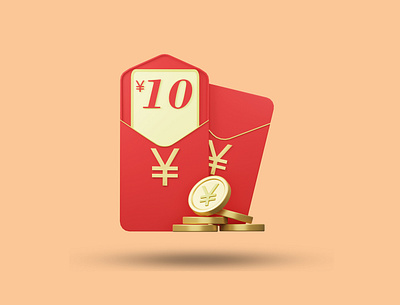 3D red packets minimalism icon. 3d app clean coins cute design graphic design illustration modern money red packets ui