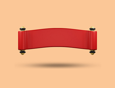 3D Red scroll paper minimalism icon. 3d app clean cute design graphic design illustration modern paper red scroll ui