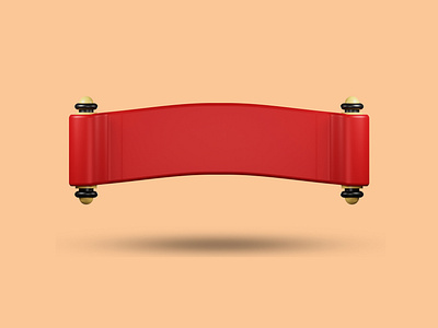 3D Red scroll paper minimalism icon.