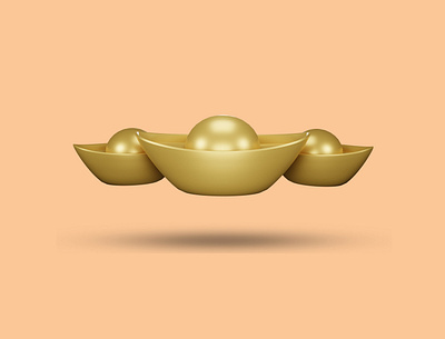 3D Gold bar minimalism icon. 3d app chinese clean cute design gold gold bar graphic design illustration modern ui