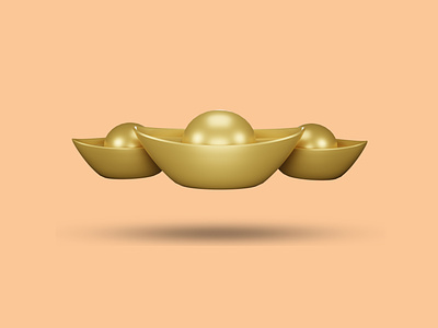 3D Gold bar minimalism icon.