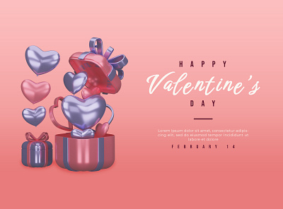 Happy valentine's day with 3d render 3d clean cute graphic design illustration love modern romantic valentine