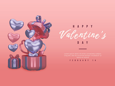 Happy valentine's day with 3d render