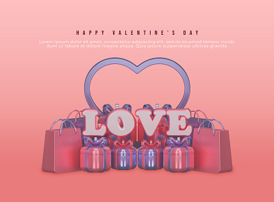 Happy valentine's day with 3d render 3d animation clean cute graphic design illustration love modern romance valentine