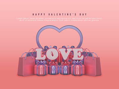 Happy valentine's day with 3d render