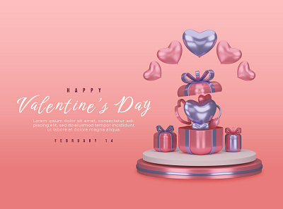 Happy valentine's day with 3d render 3d clean cute graphic design illustration love modern romantic valentine