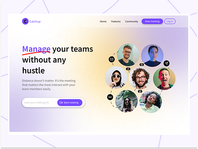 Landing Page Design for team management Website