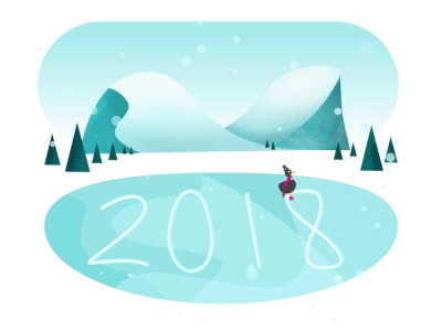 Happy New Year! 2018 2d animation after effects happy new year ice skating