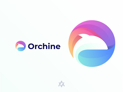 Orchine animal app branding colorful design fish gradient logo graphic design hiu icon illustration logo orca ui vector whale