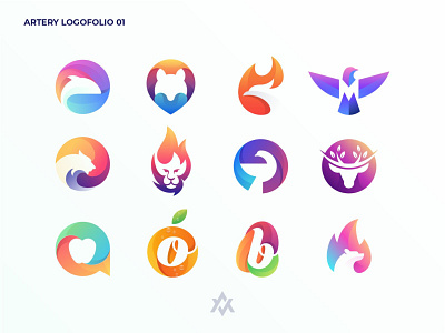 Artery Logofolio 01 animal app branding geometric gradient logo graphic design icon illustration logo logofolio modern negative space simple trend2022 ui vector