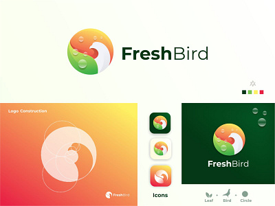 FreshBird bird brand identity branding colorful fresh gradient logo icon illustration logo logo inspirations ui ux vector