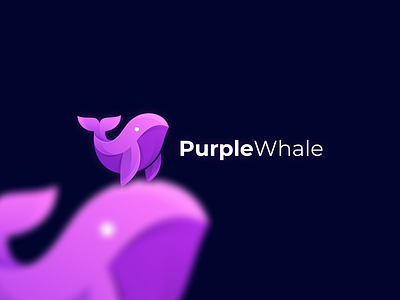 PurpleWhale Logo best colorful fish gradient logo icon logo logo inspirations minimalist modern professional purple sea tech vector whale