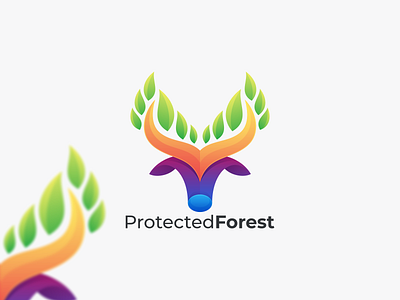 ProtectedForest Logo animal brand identity branding colorful deer gradient logo graphic design head icon illustration logo packaging symbol vector visual identity wildlife