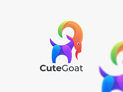 Cute Goat Logo animal brand identity branding colorful goat gradient logo graphic design icon illustration logo minimalist modern vector visual identity