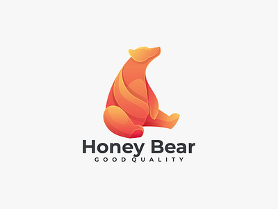 Honey Bear Logo animal bear branding colorful gradient logo graphic design honey icon illustration logo orange vector