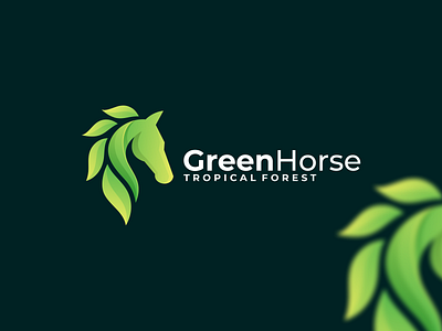 Green Horse Logo animal app logo brand identity branding colorful gradient logo graphic design green horse icon illustration leaf logo minimalist modern vector visual identity
