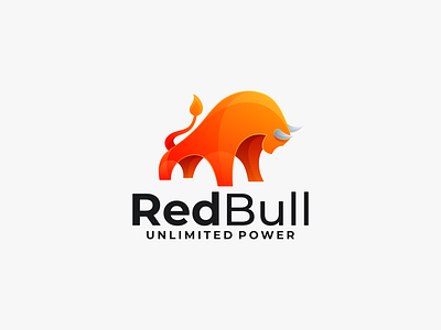Reed Bull Logo animal branding bull colorful gradient logo graphic design icon illustration logo orange power red vector